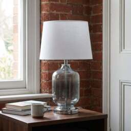 Cecilio Grey Smoked Glass Table Lamp - Size: 28 x 45 x 45cm - Wilko - thumbnail 3