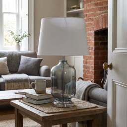 Cecilio Grey Smoked Glass Table Lamp - Size: 28 x 45 x 45cm - Wilko - thumbnail 4