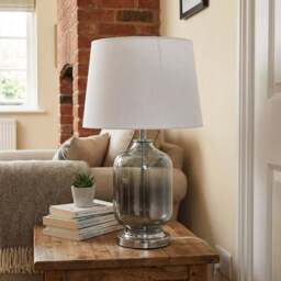 Cecilio Grey Smoked Glass Table Lamp - Size: 28 x 45 x 45cm - Wilko - thumbnail 7