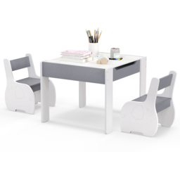 Costway Kids Grey and White Table and Chair Set with Hidden Storage - Size: 73 x 43 x 16cm - Multi - Wilko - thumbnail 3