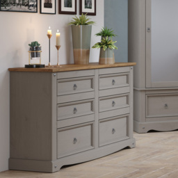Corona 6 Drawer Grey Washed Wax Finish Wide Chest of Drawers - Wilko - thumbnail 6