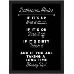 Artery8 Funny Bathroom Toilet Rules Sign Framed Wall Art Print 21 x 29.7cm - Size: 32.3 x 23.4 x 1.5cm - Black - Wilko - thumbnail 1