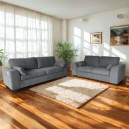 DS Living The Modena 5 Seater Grey Fabric Sofa Set - Wilko - thumbnail 1