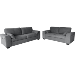 DS Living The Modena 5 Seater Grey Fabric Sofa Set - Wilko - thumbnail 3