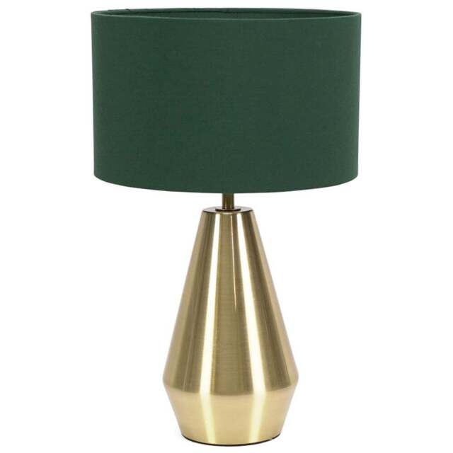 ValueLights Jax Green Shade Antique Brass Touch LED Table Lamp - Size: 41 x 25 x 25cm - Gold - Wilko - image 1
