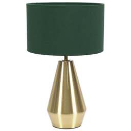 ValueLights Jax Green Shade Antique Brass Touch LED Table Lamp - Size: 41 x 25 x 25cm - Gold - Wilko