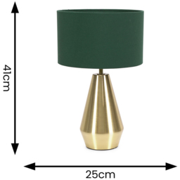 ValueLights Jax Green Shade Antique Brass Touch LED Table Lamp - Size: 41 x 25 x 25cm - Gold - Wilko - thumbnail 7