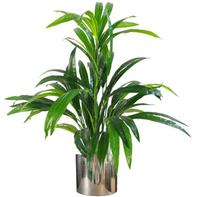 Leaf Realistic Artificial Bamboo Shrub Plant in Silver Metal Planter 2.13ft - Size: 65 x 40 x 40cm - Green - Wilko - image 1