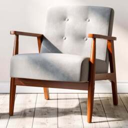 Living and Home Light Grey Tufted Armchair - Size: Single - Wilko - thumbnail 1