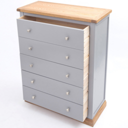 Cabinet Bits Biccari 5 Drawer Grey Chrome Knob Chest of Drawers - Wilko - thumbnail 6