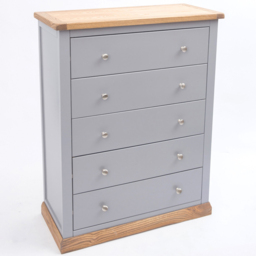 Cabinet Bits Biccari 5 Drawer Grey Chrome Knob Chest of Drawers - Wilko - thumbnail 5