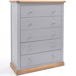 Cabinet Bits Biccari 5 Drawer Grey Chrome Knob Chest of Drawers - Wilko - thumbnail 4