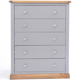 Cabinet Bits Biccari 5 Drawer Grey Chrome Knob Chest of Drawers - Wilko - thumbnail 3