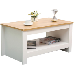 FurnitureHMD Single Shelf White and Oak Effect Wooden Coffee Table - Size: 42 x 85 x 47cm - Wilko - thumbnail 3
