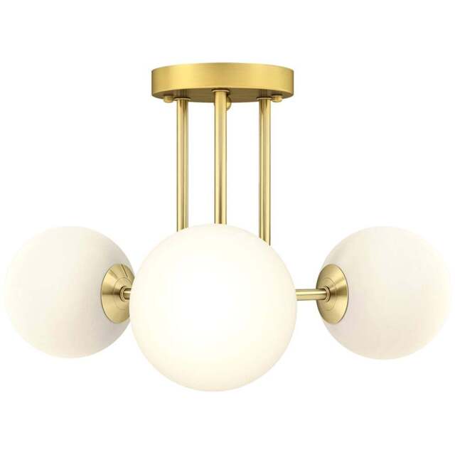 HOMCOM Gold Light Fixture with 3 Light Globe Shades Ceiling Light - Size: 29 x 40 x 40cm - Gold Tone - Wilko - image 1