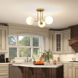 HOMCOM Gold Light Fixture with 3 Light Globe Shades Ceiling Light - Size: 29 x 40 x 40cm - Gold Tone - Wilko - thumbnail 5