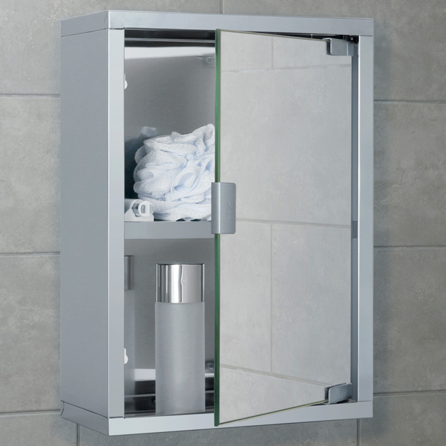 Silver Stainless Steel Mirror Bathroom Cabinet - Size: 25 x 35 x 12 kg - Wilko - image 1