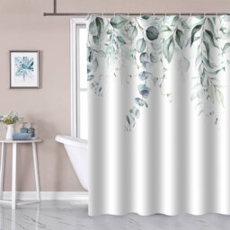 Hanging Vines Shower Curtain White and Green - Wilko - thumbnail 1