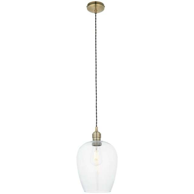 Merano Livorno Clear Glass Antique Brass Pendant Ceiling Lamp - Size: 21 x 21 x 157.5cm - Brown - Wilko - image 1
