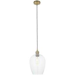 Merano Livorno Clear Glass Antique Brass Pendant Ceiling Lamp - Size: 21 x 21 x 157.5cm - Brown - Wilko