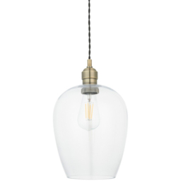 Merano Livorno Clear Glass Antique Brass Pendant Ceiling Lamp - Size: 21 x 21 x 157.5cm - Brown - Wilko - thumbnail 4