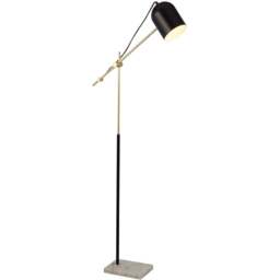 Lighting Collection Black and Gold Floor Lamp - Size: 65 x 14 x 21cm - Black, Gold and Marble - Wilko