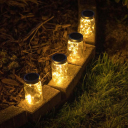 ValueLight Solar Jam Jars with Integrated LED Fairy Light Pack of 2 - Size: 21 x 7.5 x 7.5cm - Black - ValueLights - Wilko - thumbnail 6