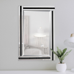 Dalton Bevelled Triple Edge Black and Silver Wall Mirror 68 x 58cm - MirrorOutlet - Wilko - thumbnail 3