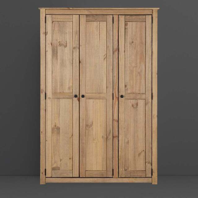 Seconique Panama 3 Door Natural Wax Wardrobe - Brown - Wilko - image 1