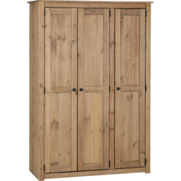 Seconique Panama 3 Door Natural Wax Wardrobe - Brown - Wilko - thumbnail 3
