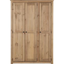 Seconique Panama 3 Door Natural Wax Wardrobe - Brown - Wilko - thumbnail 4