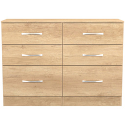 Crowndale Avon 6 Drawer Nebraska Oak Wide Chest of Drawers Ready Assembled - Wilko - thumbnail 3