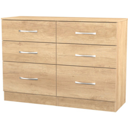 Crowndale Avon 6 Drawer Nebraska Oak Wide Chest of Drawers Ready Assembled - Wilko - thumbnail 5