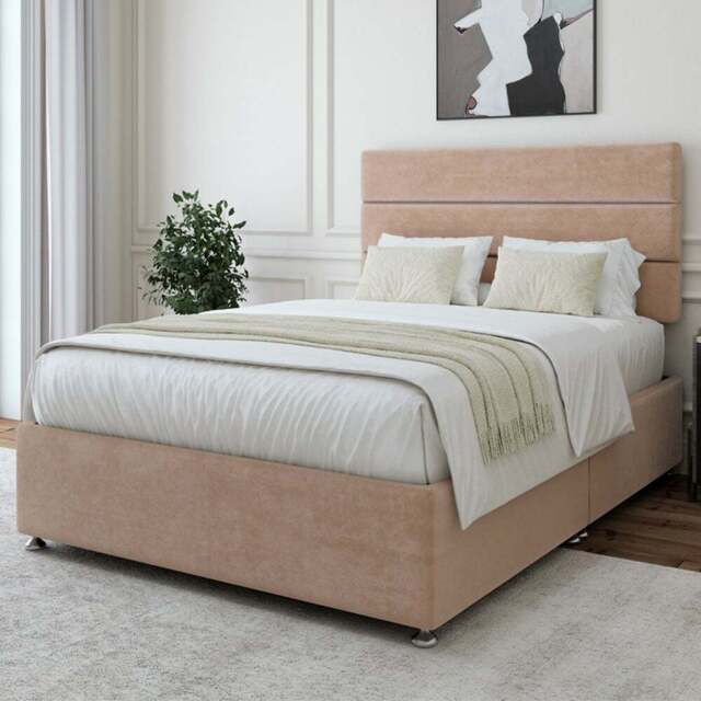 Bedmaster King Size Mink Naples Velvet Divan Base with Milan Headboard - Brown - Wilko - image 1