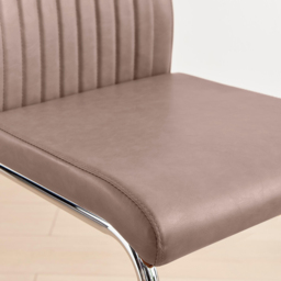 Furniturebox Fontana Cappuccino Beige Faux Leather and Silver Counter Stools Set of 2 - Brown - Wilko - thumbnail 3