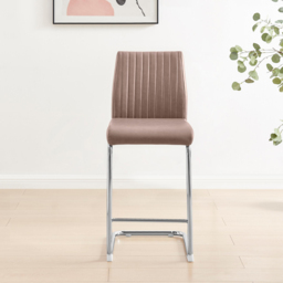 Furniturebox Fontana Cappuccino Beige Faux Leather and Silver Counter Stools Set of 2 - Brown - Wilko - thumbnail 6