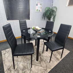 Kosy Koala 4 Seater Glass and Faux Leather Round Dining Set Black - Portland - Wilko - thumbnail 7