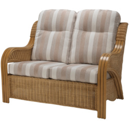 Desser Furniture Opera 2 Seater Light Oak Natural Rattan Duke Beige Stripe Sofa - Brown - Wilko - thumbnail 3