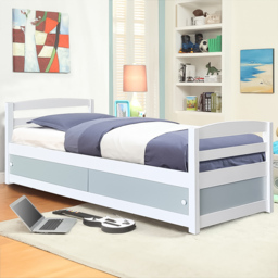 Brooklyn Single Grey Wooden Storage Bed Frame - Wilko