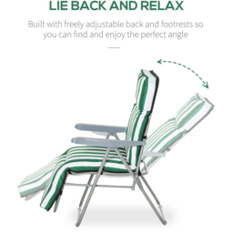 Outsunny Set of 2 Green and White Folding Recliner Chair - Size: 1 Seater - Wilko - thumbnail 5