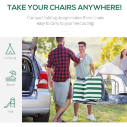 Outsunny Set of 2 Green and White Folding Recliner Chair - Size: 1 Seater - Wilko - thumbnail 7