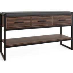 GFW Quinn 3 Drawer Single Shelf Industrial Shoe Storage Bench - Size: 55 x 100 x 30cm - Brown - Wilko - thumbnail 3