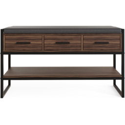 GFW Quinn 3 Drawer Single Shelf Industrial Shoe Storage Bench - Size: 55 x 100 x 30cm - Brown - Wilko - thumbnail 4