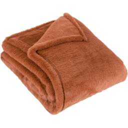 furn. Kallu Rust Double-Sided Faux-Fur Throw 150 x 200cm - Size: 200 x 150 x 1cm - Orange - Wilko