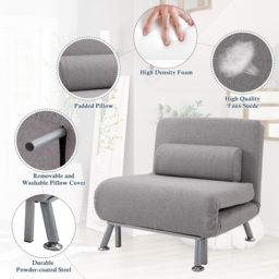 Portland Single Seater Grey Foldable Sofa Bed - Wilko - thumbnail 6