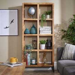 Home Source Stockton 8 Shelf Tall Mango Wood Bookcase - Brown - Wilko