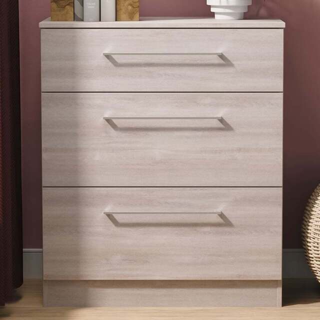 Crowndale Worcester 3 Drawer Grey Oak Deep Chest of Drawers Ready Assembled - Wilko - image 1
