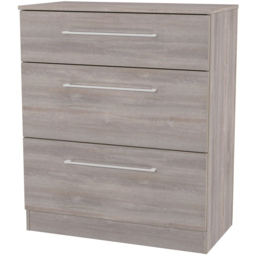 Crowndale Worcester 3 Drawer Grey Oak Deep Chest of Drawers Ready Assembled - Wilko - thumbnail 4