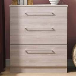 Crowndale Worcester 3 Drawer Grey Oak Deep Chest of Drawers Ready Assembled - Wilko - thumbnail 1