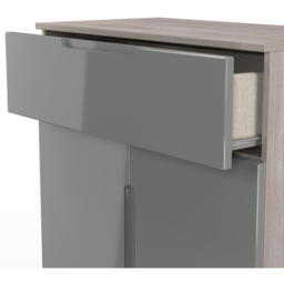 Crowndale Milan 2 Door Single Drawer Grey Gloss and Grey Oak Sideboard Ready Assembled - Size: 79 x 74 x 39cm - Grey Gloss & Grey Oak - Wilko - thumbnail 7